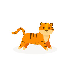 This is a cute tiger on a white background.