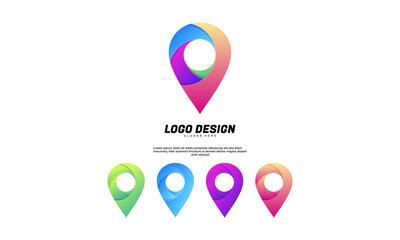 stock vector creative inspiration modern maps or pin logo for company business or building flat style  colorful design vector