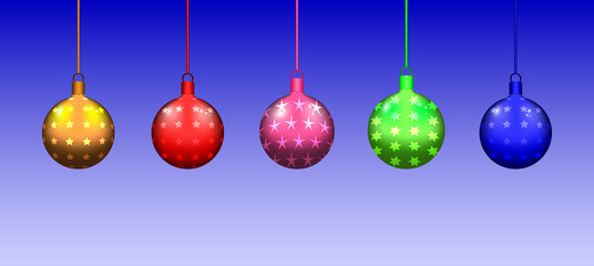 Christmas balls. Christmas glass ball. Holiday design template. Set of multi-colored Christmas balls. Vector illustration
