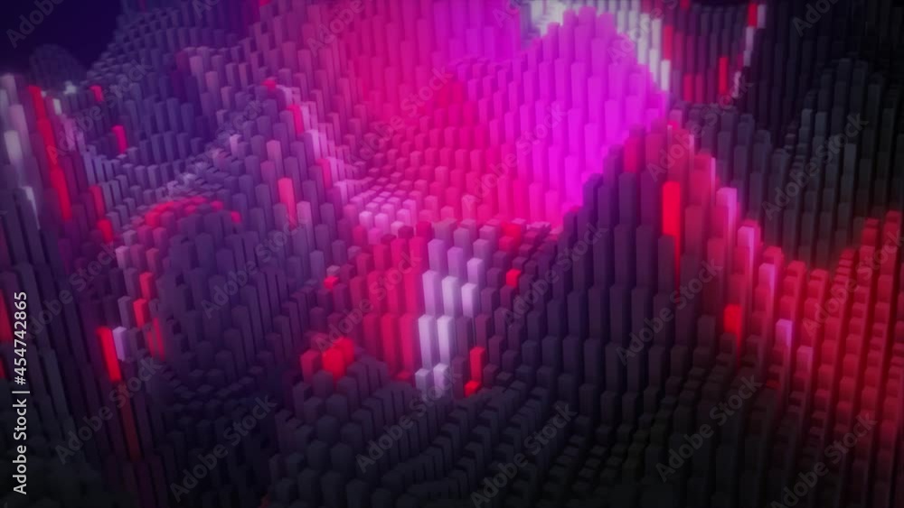 Poster abstract colorful cubic surface in random motion. computer generated background. 3d animation
