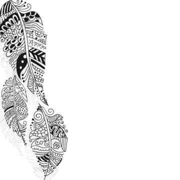 Hand drawn hanging fethers vector illustration