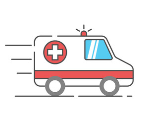 Ambulance van side view. Van vector illustration isolated on white background