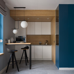Modern and stylish kitchen with small table