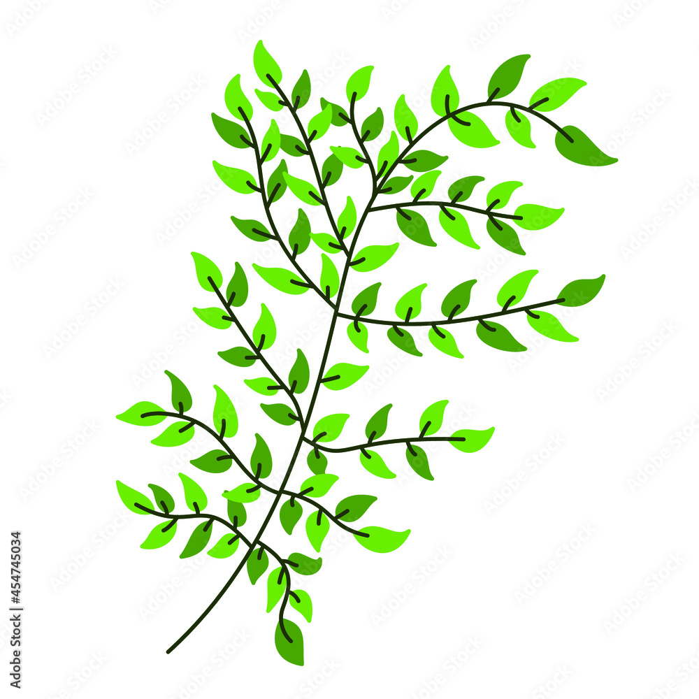 Poster branch. branch with green leaves. vector tree branch