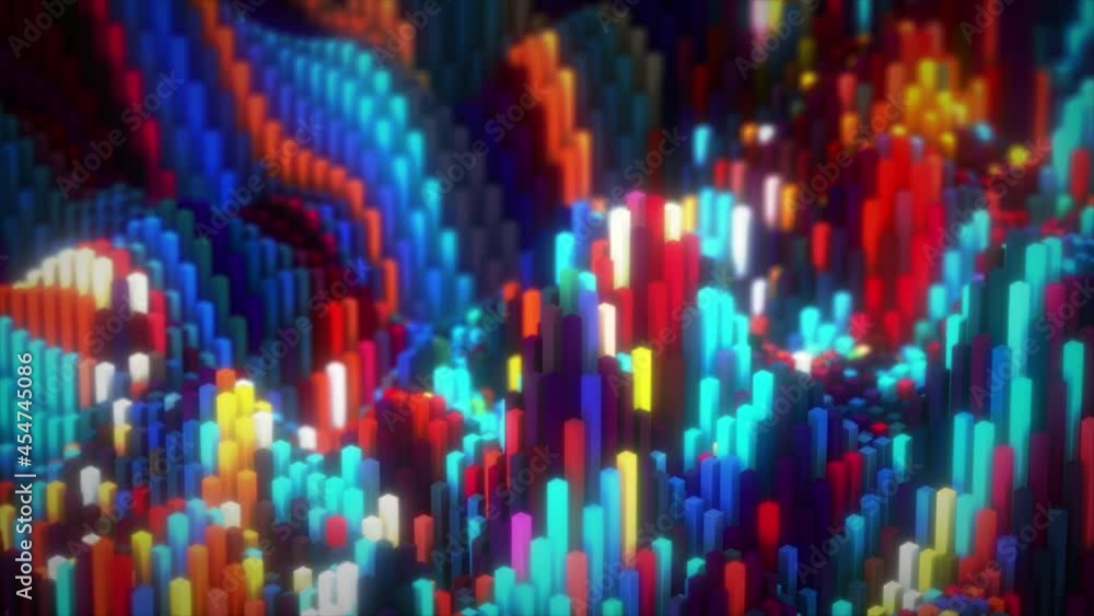 Aufkleber abstract colorful cubic surface in random motion. computer generated background. 3d animation