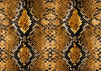 Deurstickers Dierenhuid Snake skin lederen patroon dier goud kleur naadloos ontwerp elegantie werk