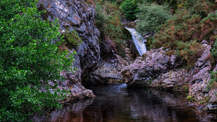 The waterfall on the Kildonan Burn in the Strath of Kildonan