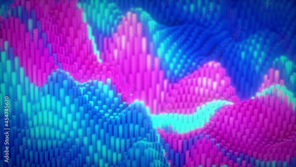 Poster abstract colorful cubic surface in random motion. computer generated background. 3d animation
