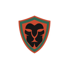 lion face in golden shield animal