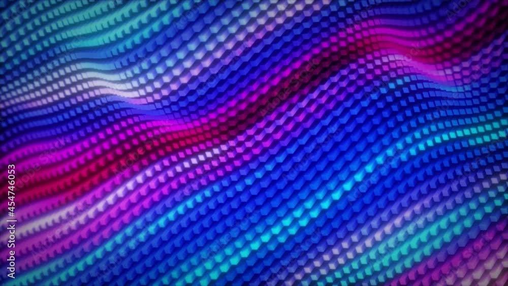 Poster abstract colorful cubic surface in random motion. computer generated background. 3d animation