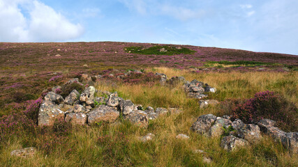 Badbea Highland Clearances village ruins on the Caithness coast in the Highlands