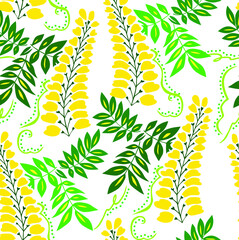 Sweet Colorful Ivy Flowers Leaves Vector Seamless Pattern Elegant Shiny Look Perfect for Fabric Print Wrapping Paper Endless Design