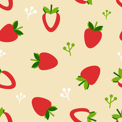 Seamless strawberry pattern with elements. Printable design. Summer concept.