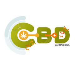 Health and medical concept icon or logo for CBD products on green tone