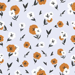 Seamless Pattern in Floral Style Light Background. Vector Illustration