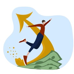 Vector illustration for a successful business project, finance, the concept of money and prosperity, a symbol of speed and movement, take-off, profit, money, economy, investment
