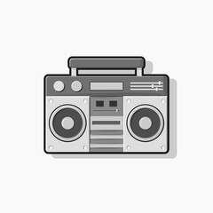 Radio tape recorder stereo illustration vector. Cartoon Old Retro  Music Media and Radio Player. Flat Icon Design. Isolated on White Background