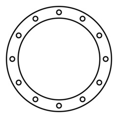 Rubber gasket with holes Grommet seal Leakage o-ring Reten contour outline icon black color vector illustration flat style image