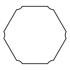 Hexagon banner hexagonal six rounded corner Blank mockup Empty template contour outline icon black color vector illustration flat style image