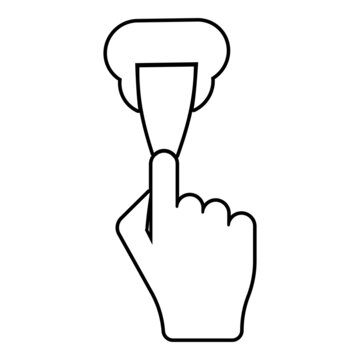 hand pushing button outline clip art preview