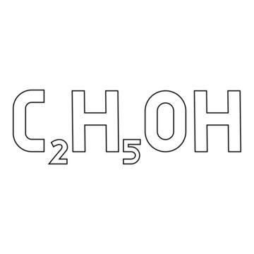 Chemical formula C2H5OH ethanol Ethyl alcohol contour outline icon black color vector illustration flat style image
