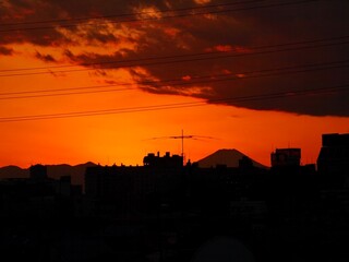 sunset view of mount fuji