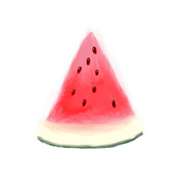 Delicious piece of watermelon digital drawn