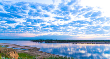 sunset over the river