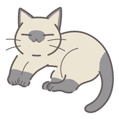 座っているシャム猫のイラスト