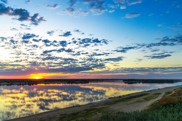 sunset over the river