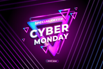 Retro Realistic technology cyber monday with abstact background