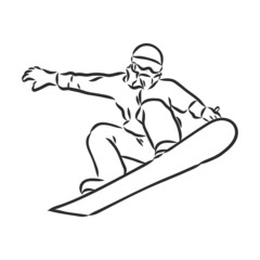 winter sport, snowboarding collection. Hand drawing. snowboarder vector sketch