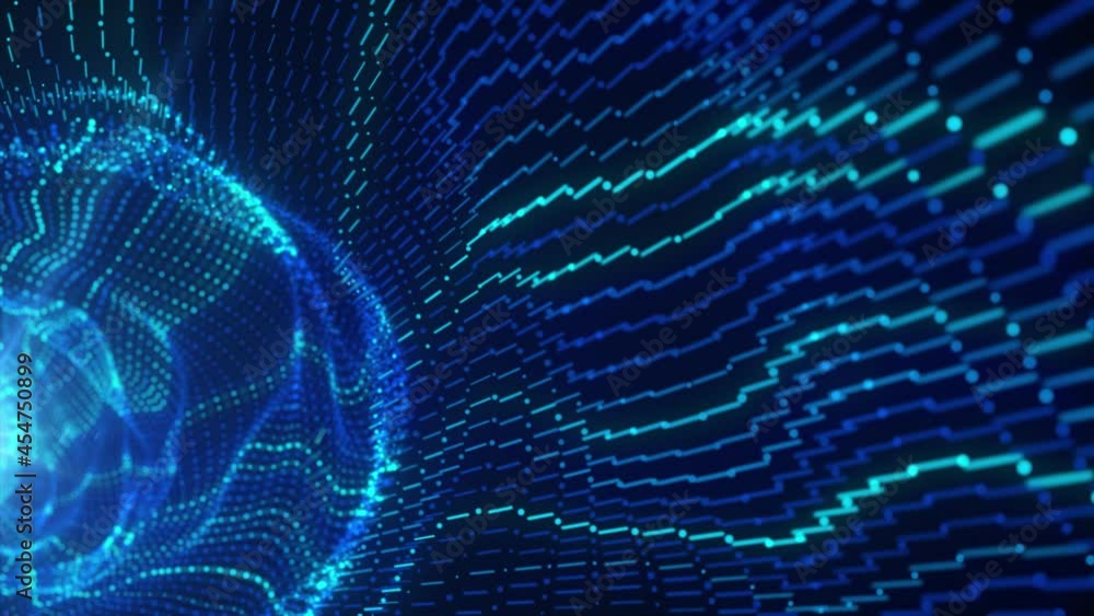 Poster 3d big data digital tunnel square with futuristic matrix. technological and related motion backgroun