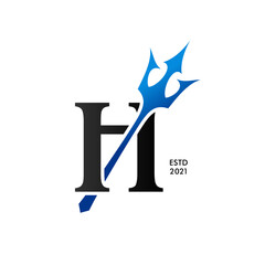 Initial Blue Trident H