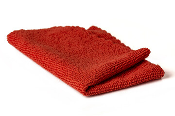 Red microfiber cloth for cleaning premises. Housework and office work.