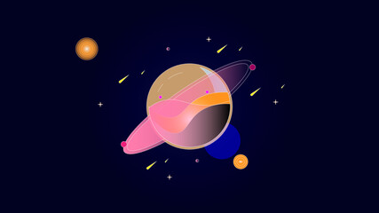 abstract colorful vector planet animation background.