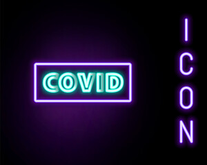Glowing neon line Corona virus covid-19 icon isolated on black background. Bacteria and germs, cell cancer, microbe, fungi. Colorful outline concept. Vector