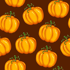 Autumn seamless pattern with pumpkins