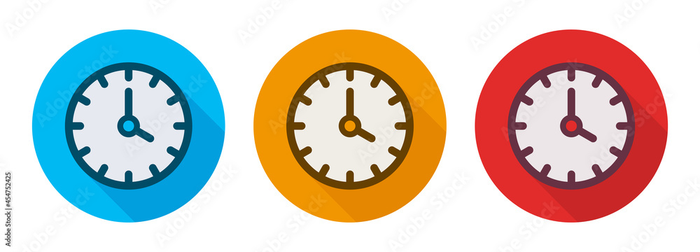 Poster Clock icons set in colorful design