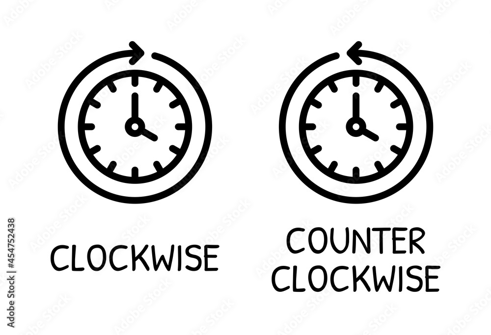Poster Circular clock with clockwise and counterclockwise arrow around icon vector illustration