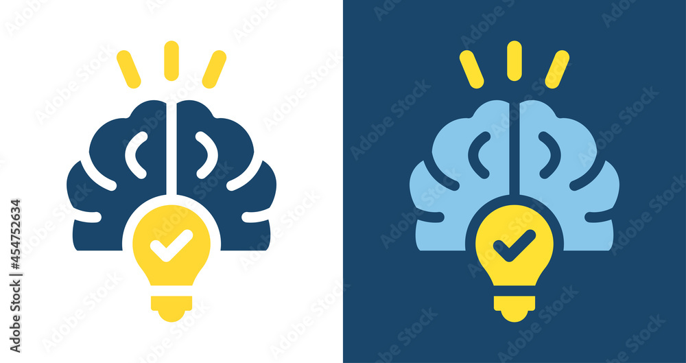 Poster idea icon. brain with light bulb icon vector illustration.