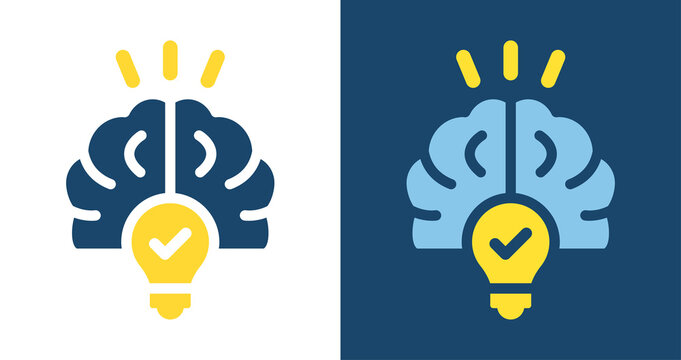 Idea icon. Brain with light bulb icon vector illustration.