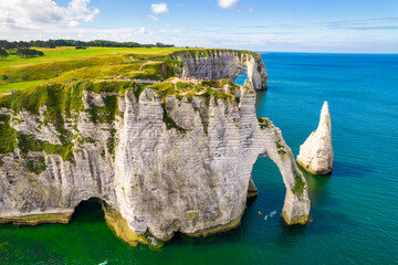 Etretat cliffs aerial shot