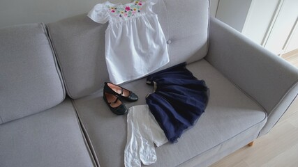 Elegant Outfit Cloths for School Girl Ready to Wear on First Day of School Year or Year End Graduation Ceremony