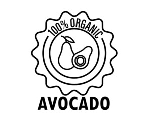 Organic Avocado fruit design. Avocado vector design, Health food logo.