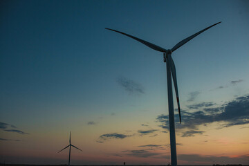 wind turbine at sunset