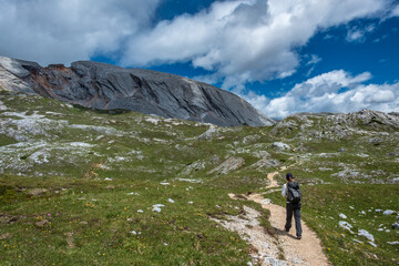 Fototapeta premium Trekking in the majestic Dolomiti of Alto Adige