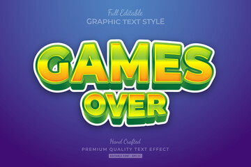 Fototapeta premium Games Over Cartoon Editable Premium Text Effect Font Style