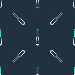 Line Screwdriver icon isolated seamless pattern on black background. Service tool symbol. Vector