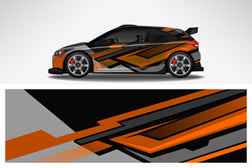 Fototapeta premium Wrap car vector design decal. Graphic abstract line racing background design for vehicle, race car, rally, adventure livery camouflage.